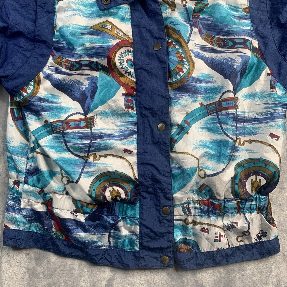 Vintage 90s Lavon Petites WindBreaker Womens Petite Small‎ Nautical Colorful - Picture 2 of 10